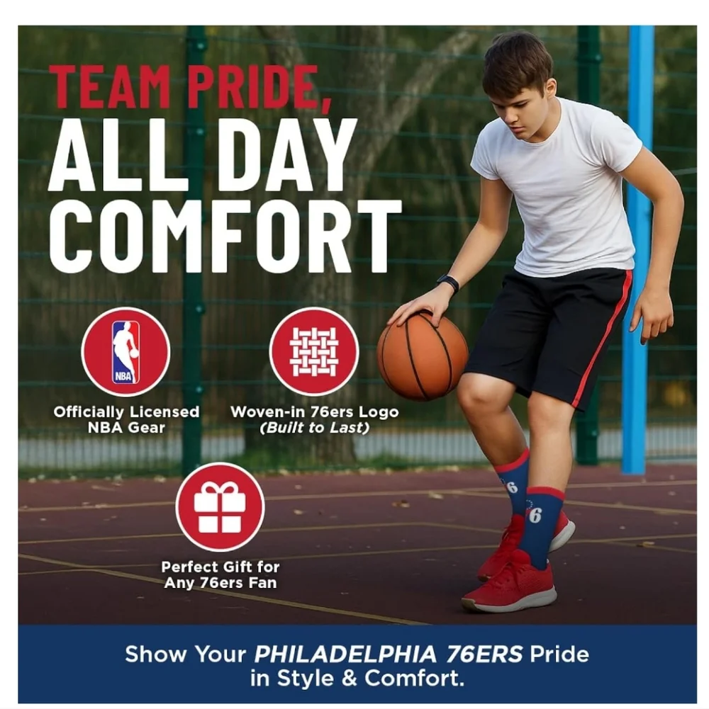 NBA 76ers Blue and Red Athletic Socks